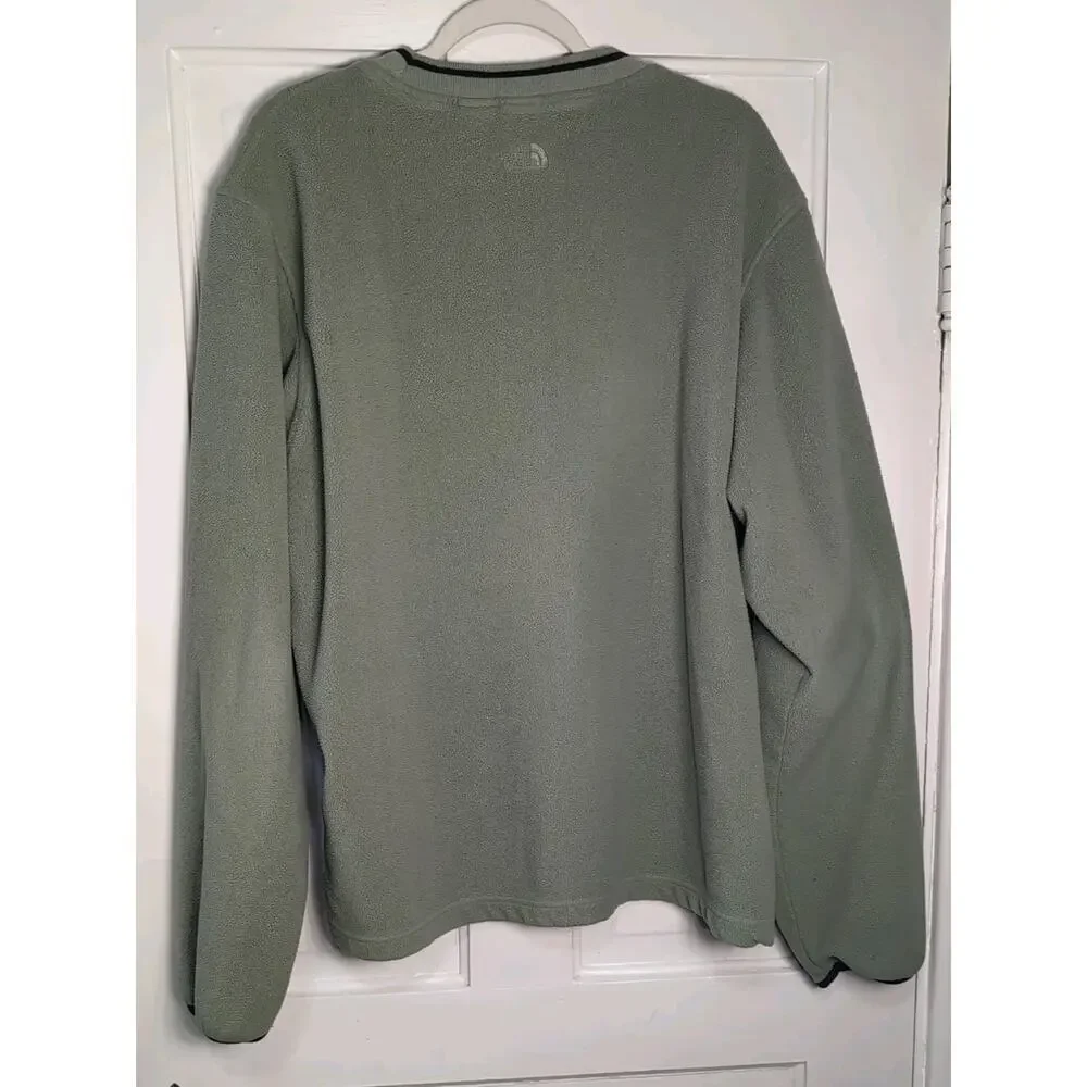VTG The North Face Fleece Sweater Men's L Green Crew Neck Sport Outdoor(991)